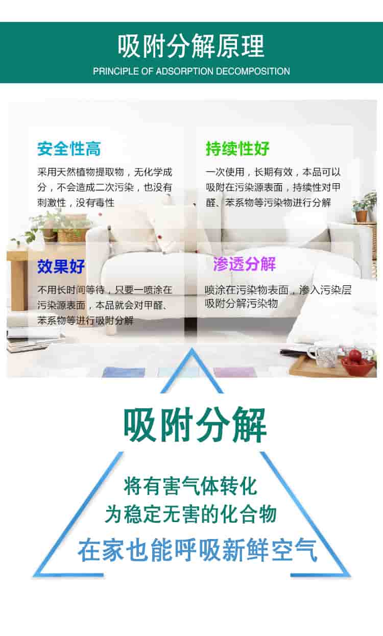 吸附分解原理，吸附分解，將有害氣體轉(zhuǎn)化為穩(wěn)定無害的化合物，在家也能呼吸新鮮空氣